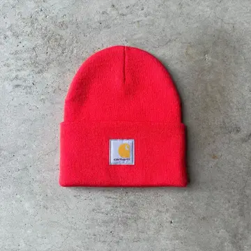 Carhartt 형광색 빨간색 비니 니트 모자