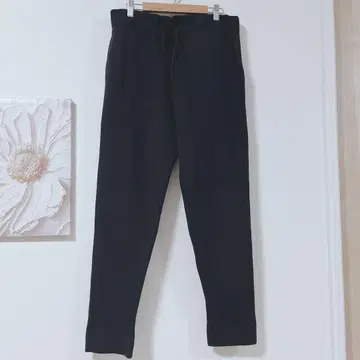 ZARA 자라 드로우 스트링 슬림핏 팬츠 스트레이트 블랙 M