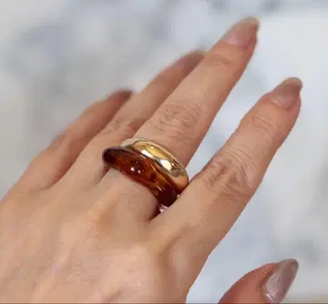 Jurgen Lehl 골드와 수지 볼륨 반지 세트 약 14호