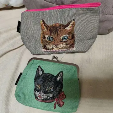 고양이 자수 파우치 2개 세트 나탈리 레테
