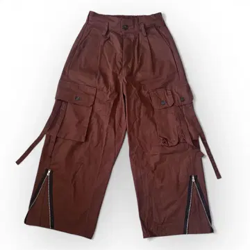 Casper John 브라운 카고 팬츠 지퍼 달린 S 사이즈