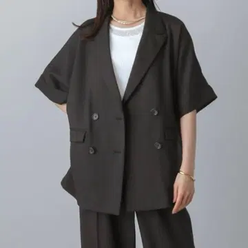 GLOBAL WORK 글로벌 워크 린넨 라이크 더블 자켓 반팔