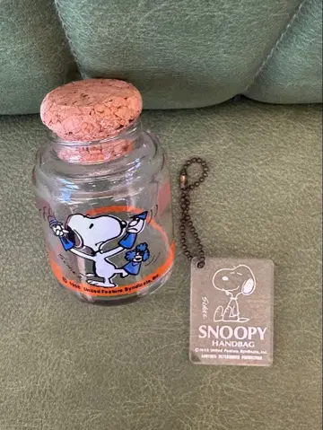 스누피 유리병과 키링 세트 쇼와 레트로