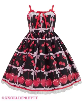 Angelic Pretty Charming Cherry 오버롤 스커트