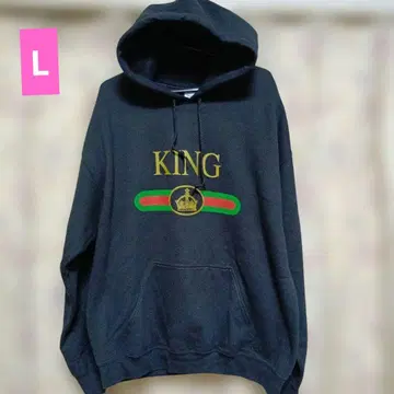 GILDAN KING 로고 블랙 맨투맨 L