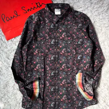 컨디션 최상/XL 폴스미스 긴팔 셔츠 사이키델릭 멀티 스트라이프 올 패턴