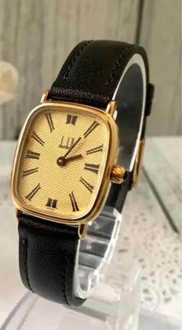 던힐 쿼츠 손목시계 골드 스퀘어형