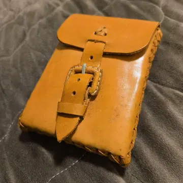 빈티지 가죽 플랩식 파우치 뜨개질 디자인 벨트 루프