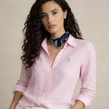 폴로 랄프로렌 린넨 셔츠 클래식 핏 오버 사이즈 핑크