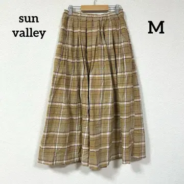 sun valley 체크 플레어 플리츠 스커트 옐로우 컬러 M 사이즈