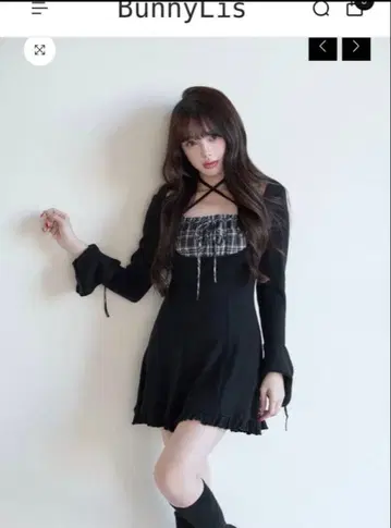 BunnyLis 체크 절개 리본 컷 원피스 F 사이즈