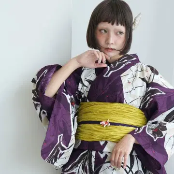 니코앤티크 유카타 새상품 세퍼레이트 오비 일본 나막신 세트 올드튤립