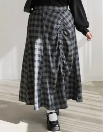 CLETTE 셔링 체크 무늬 스커트 쿠레트 3L