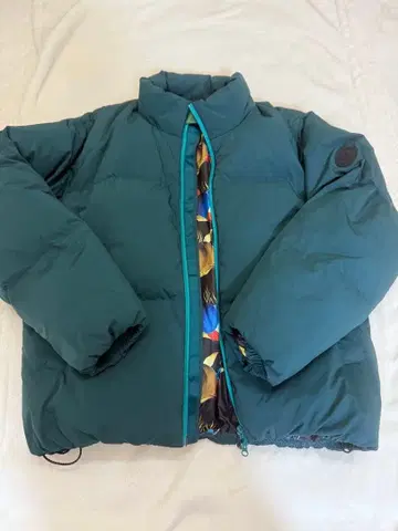 evisen 다크 그린 다운 자켓 꽃무늬