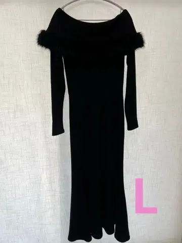 오프숄더 퍼 니트 롱 원피스 귀여운 시마무라 L 사이즈 여성용