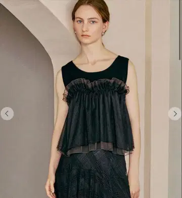 코코딜 튤프릴 디자인 니트 블랙