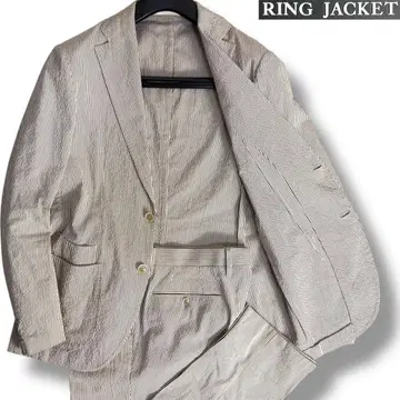 J3065 새상품급 링자켓 시어서커 셋업 브라운 x 화이트 48