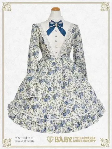 Rococo 정원 원피스 블루 x 오프화이트