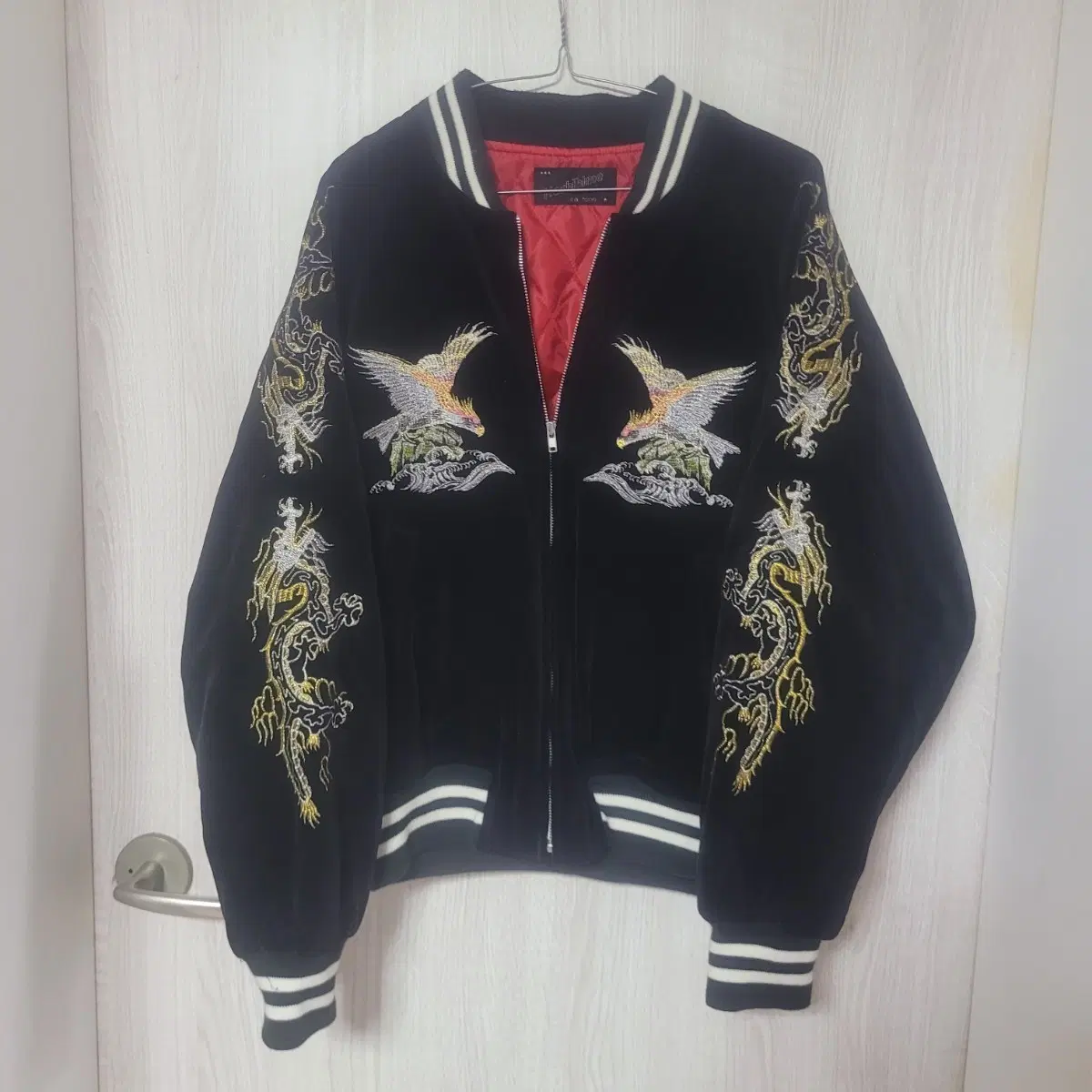 Toga Virilis embroidered detail velvet bomber jacket on Bunjang 