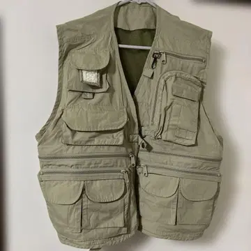 카키 낚시용 조끼 다기능 M 사이즈