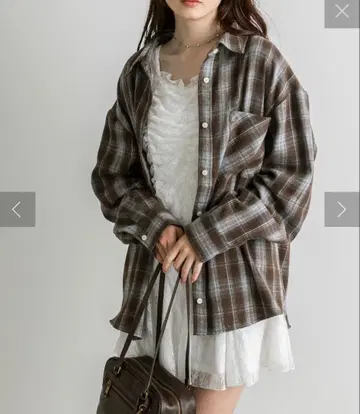 OLIVE des OLIVE 체크 Big 셔츠 색스