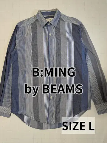B:MING by BEAMS 빔즈 스트라이프 긴팔 셔츠 블루 L