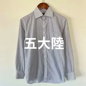 고타이리쿠 스트라이프 셔츠 와이드 칼라