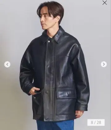 Schott 가죽 하프 코트 BEAUTY&YOUTH 별주 카 코트 양가죽