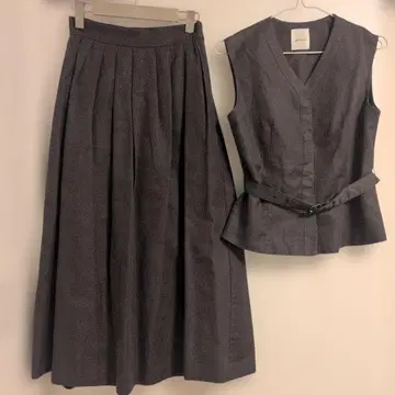 Mila Owen 린넨 블렌드 베스트 스커트 SETUP 차콜 그레이