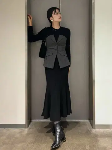 LAGUNAMOON 버튼 베스트 도킹 니트 원피스