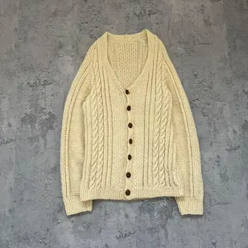 빈티지 (M) 케이블 니트 가디건 싸개 단추 손뜨개질 두툼함