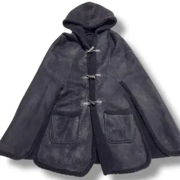 친콴타 무스탕 판초 38 M 사이즈 상당 후드 토글 양가죽 코트