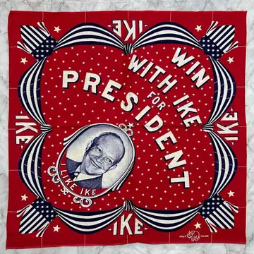 50s 아이젠하워 대통령 빈티지 반다나 양면 대형 올림 레드