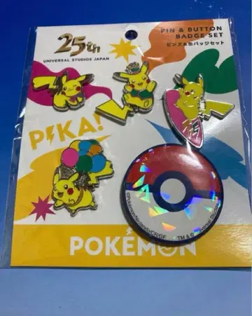 USJ 유니버셜 25주년 피카츄 포켓몬 핀즈&캔뱃지 세트