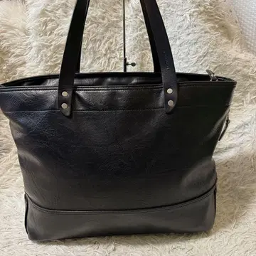 MOUSTACHE 천연 가죽 토트백 대용량 블랙 A4 수납