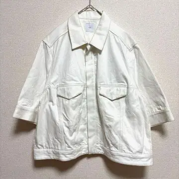 루이스 자켓 화이트 M 데님 7부 소매 빅 실루엣 봄 체형 커버