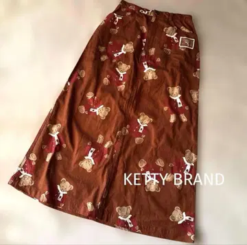 KETTY BRAND 곰 올 패턴 롱 스커트 M 사이즈 브라운