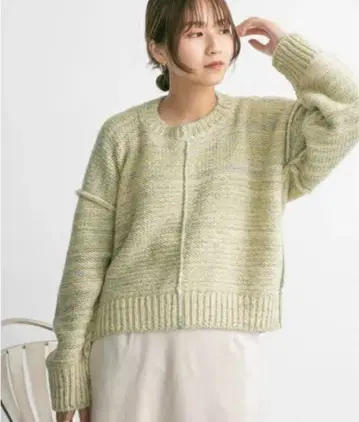 KBF 오버 사이즈 니트 블루 컬러 아웃 링킹 MIX