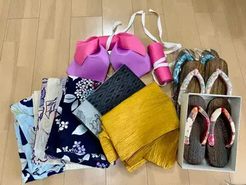 유카타 오비 일본 나막신 세트 3가지 패턴 3종 세트