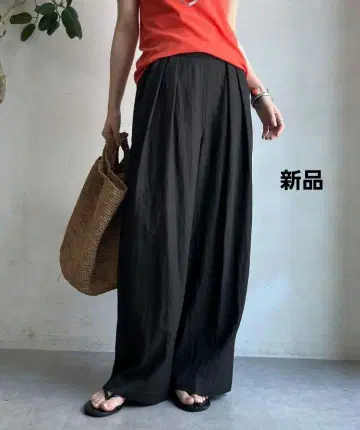 DOUDOU 샴브레이 턱 와이드 팬츠