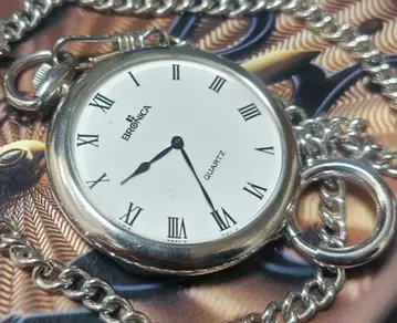 BRONICA 은무구 회중시계 실버925 레어 새상품급 가동 중 쿼츠