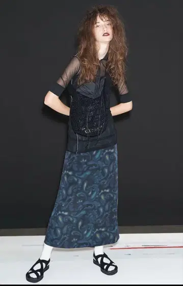 와이즈 핑크 TAKESHI KOSAKA 블랙 메쉬 티셔츠 요지