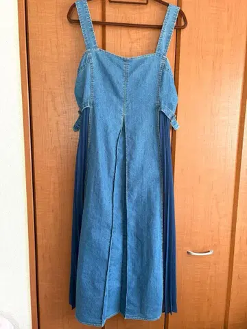 grove L 데님 오버롤 스커트 사이드 플리츠