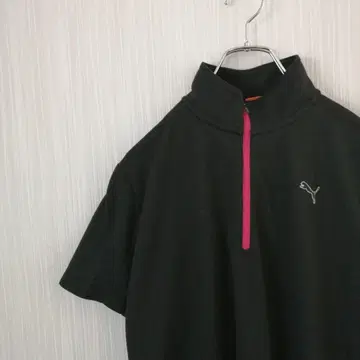 푸마 PUMA 피케 셔츠 반팔 하프 지퍼 스탠드 카라