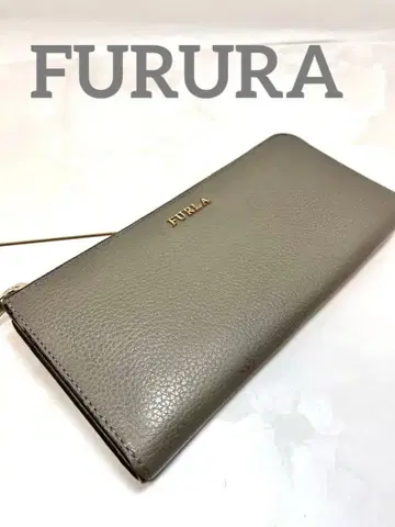 FURLA 그레이 가죽 L자형 지퍼 장지갑 동전 지갑