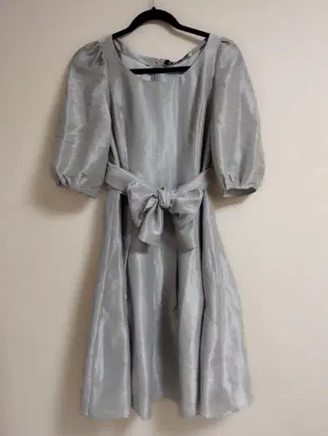 M'S GRACY 새틴 느낌 원피스 리본 반팔 사이즈 40 L 그레이