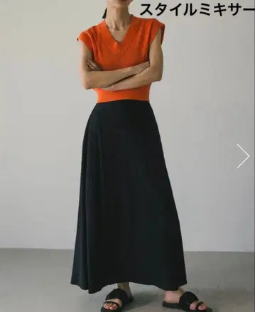 STYLEMIXER 에어리 패널 플레어 스커트 롱 스커트 블랙 맥시 길이