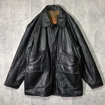 최고급 US 카우 소가죽 카 코트 블랙 안감 아트 어깨 패드 없음