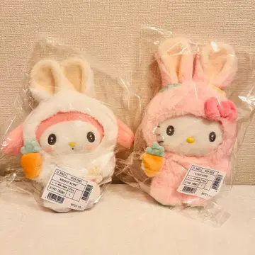 미개봉 새상품 2점 포근한 귀의 토끼 모임 마이멜로디 키티 봉제 인형
