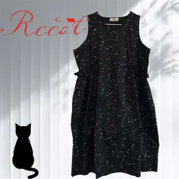 rccat 블랙 도트 무늬 슬리브리스 원피스 스플래시 무늬 알씨캣